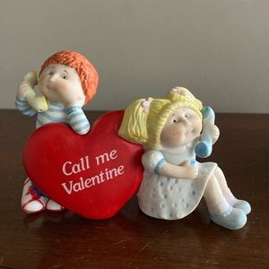 1984  Cabbage Patch Kids Boy & Girl with "Call me Valentine" Heart Figurine